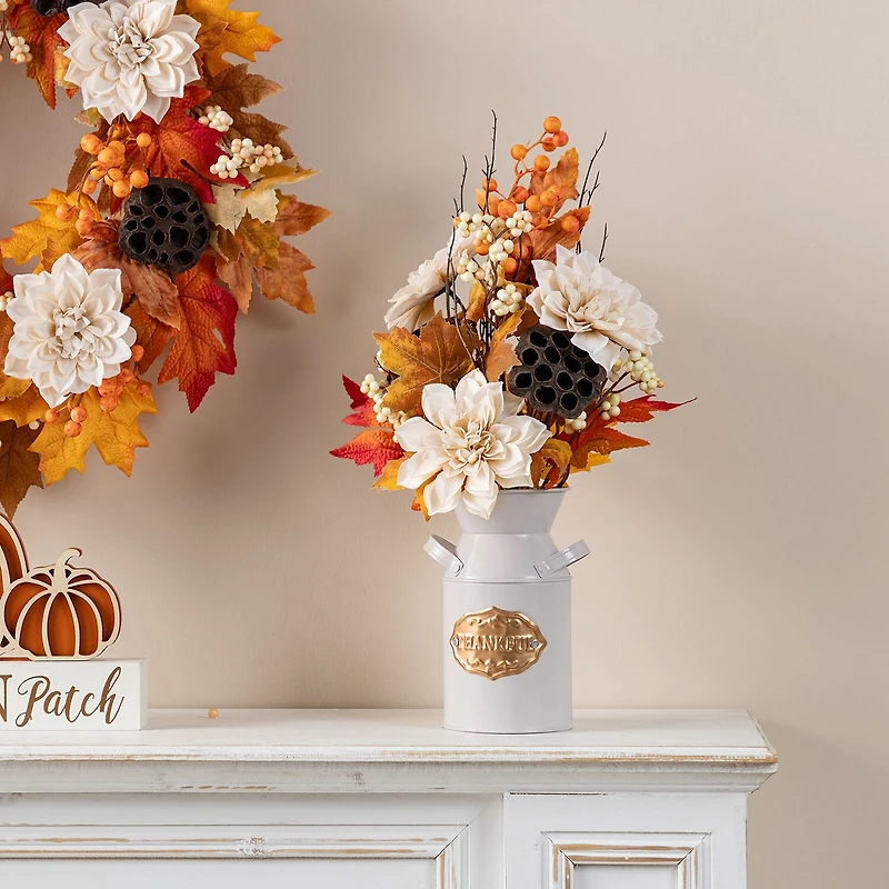 Glitzhome 20"H Fall Lotus, Lotus Pod And Berry Centerpiece Thanksgiving Tabletop Decor