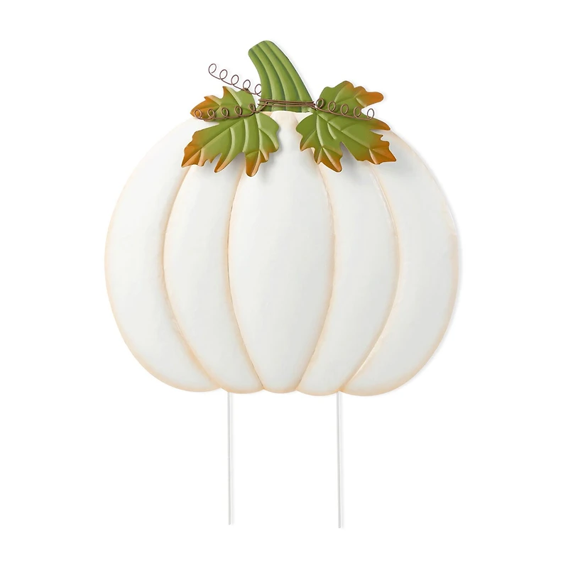 Glitzhome 40"H Fall Oversized Metal Ivory Pumpkin Thanksgiving Yard Art