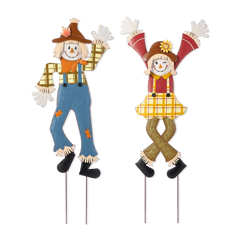 Glitzhome 36"H Fall Metal Scarecrow Thanksgiving Yard Art