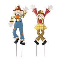 Glitzhome 36"H Fall Metal Scarecrow Thanksgiving Yard Art
