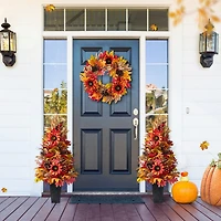Glitzhome 36"H Fall Sunflower, Pinecone And Berry Porch Tree Thanksgiving Tabletop Decor