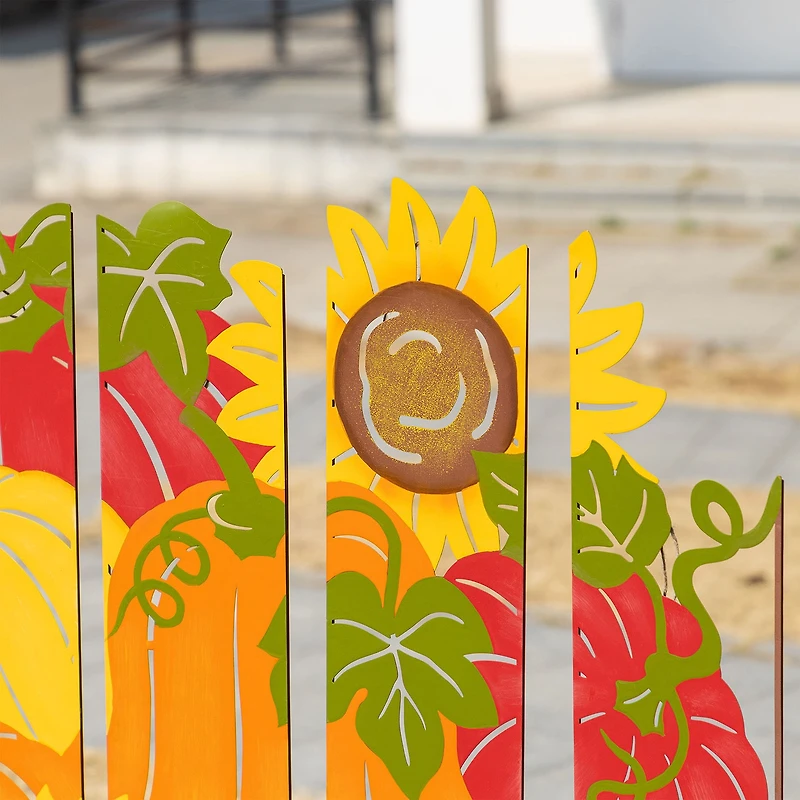 Glitzhome 42"H Fall Metal Pumpkin Patch Combo Thanksgiving Yard Art