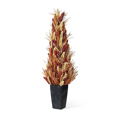 Glitzhome 38"H Fall Multi-Colored Sorghum Porch Tree Thanksgiving Tabletop Decor