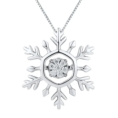 1/10 CT. T.W. Diamond Sterling Silver Snowflake Pendant Necklace