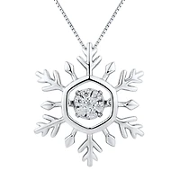1/10 CT. T.W. Diamond Sterling Silver Snowflake Pendant Necklace
