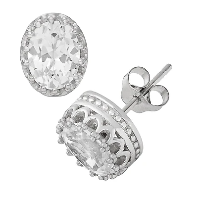 Lab Created White Sapphire Sterling Silver 10mm Stud Earrings
