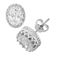 Lab Created White Sapphire Sterling Silver 10mm Stud Earrings