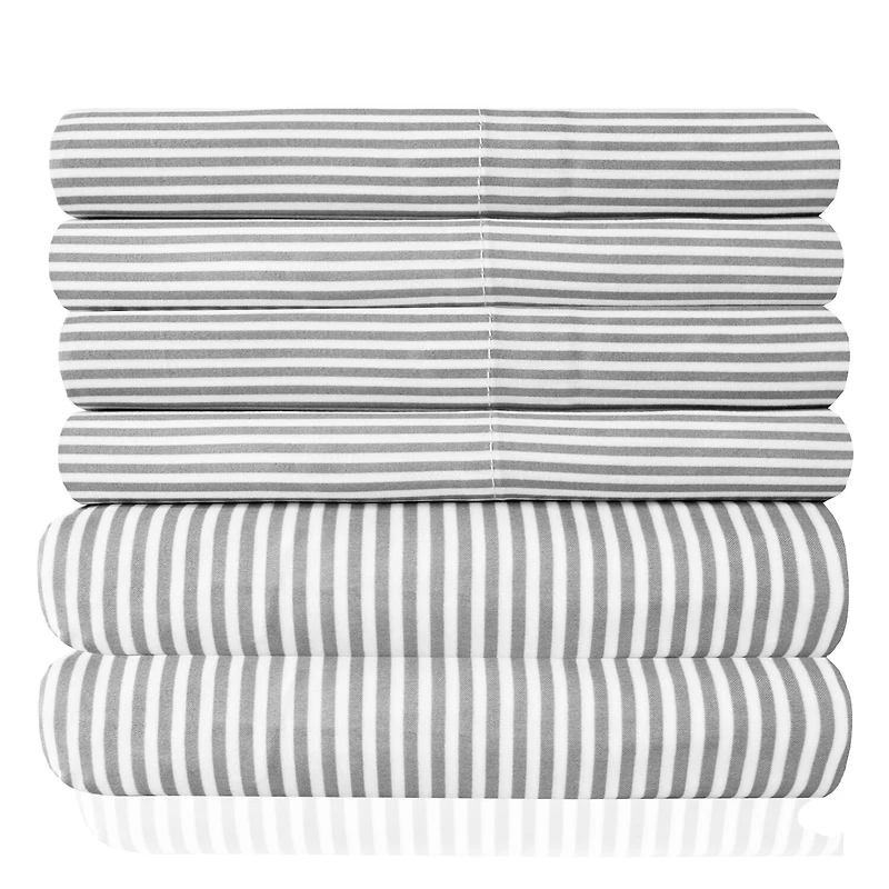 Sweet Home Collection™ Classic Stripes Printed Sheet Set, Deluxe Ultra Soft, Double Brushed Microfiber with Bonus Pillowcases