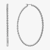 Liz Claiborne Silver Tone Womens 63.5mm Hypoallergenic Hoop Earrings