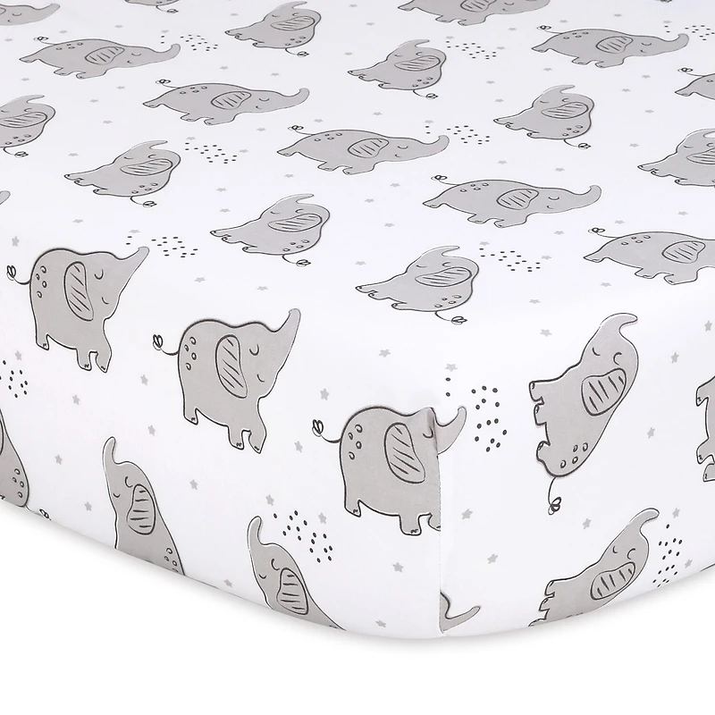 The Peanutshell Gray Elephant 4-pc. Crib Sheet