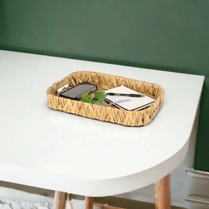 Water Hyacinth Woven Curved Basket Trays - Set of 3