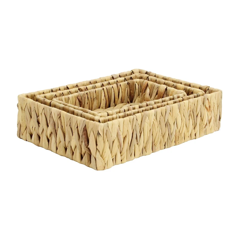 Water Hyacinth Woven Rectangular Baskets - Set of 3