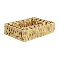 Water Hyacinth Woven Rectangular Baskets - Set of 3