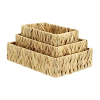 Water Hyacinth Woven Rectangular Baskets - Set of 3