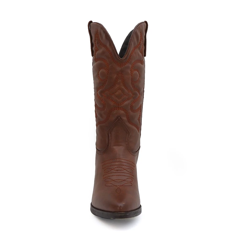 Yoki Womens Gilard Stacked Heel Cowboy Boots