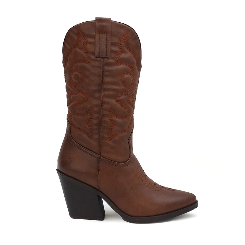 Yoki Womens Gilard Stacked Heel Cowboy Boots