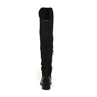 Yoki Womens Erin-12 Stacked Heel Over the Knee Boots