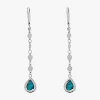 Womens Enhanced Blue Turquoise Sterling Silver Drop Earrings