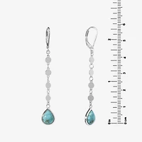 Womens Enhanced Blue Turquoise Sterling Silver Drop Earrings
