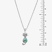 Womens Enhanced Blue Turquoise Sterling Silver Inch Pendant Necklace