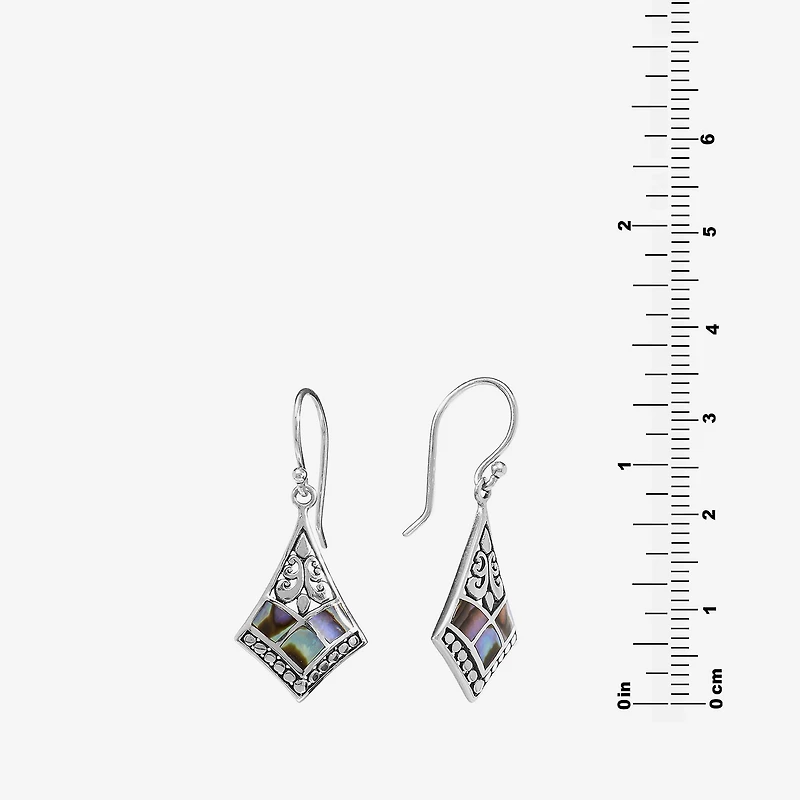Womens Genuine Multi Color Abalone Sterling Silver Drop Earrings
