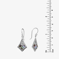 Womens Genuine Multi Color Abalone Sterling Silver Drop Earrings