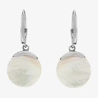 Womens Genuine White Mother Of Pearl Sterling Silver Drop Earrings