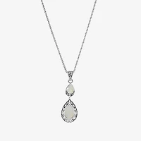 Womens Genuine White Mother Of Pearl Sterling Silver 18 Inch Pendant Necklace
