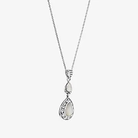 Womens Genuine White Mother Of Pearl Sterling Silver 18 Inch Pendant Necklace