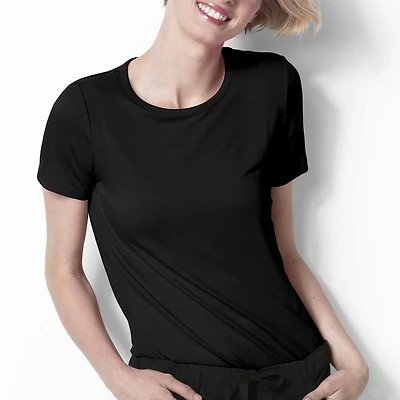 Wink® Knits And Layers Silky Knit Womens Plus Crew Neck Short Sleeve Tag Free Scrub Top