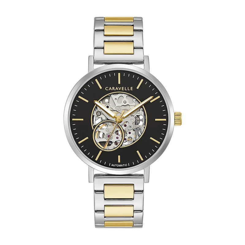 Caravelle Designed By Bulova Dress Mens Automatic Two Tone Stainless Steel Bracelet Watch 45a152