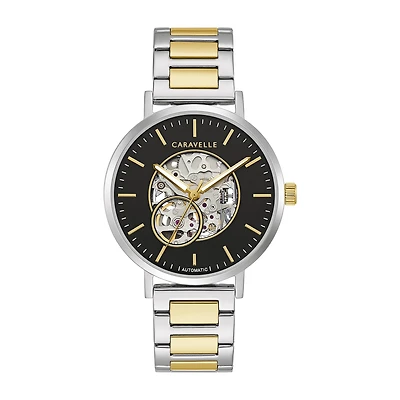 Caravelle Designed By Bulova Dress Mens Automatic Two Tone Stainless Steel Bracelet Watch 45a152