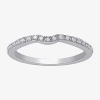 Surrounded by Love Womens 2MM Diamond Accent Natural White Sterling Silver Wedding Band