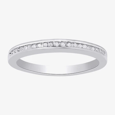 Womens 2.5MM Diamond Accent Natural White Sterling Silver Wedding Band