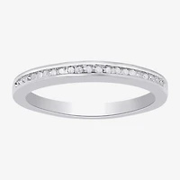 Womens 2.5MM Diamond Accent Natural White Sterling Silver Wedding Band