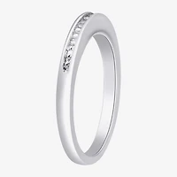 Womens 2.5MM Diamond Accent Natural White Sterling Silver Wedding Band