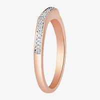 Surrounded by Love Womens 2MM Diamond Accent Natural White 14K Rose Gold Over Silver Sterling Wedding Band