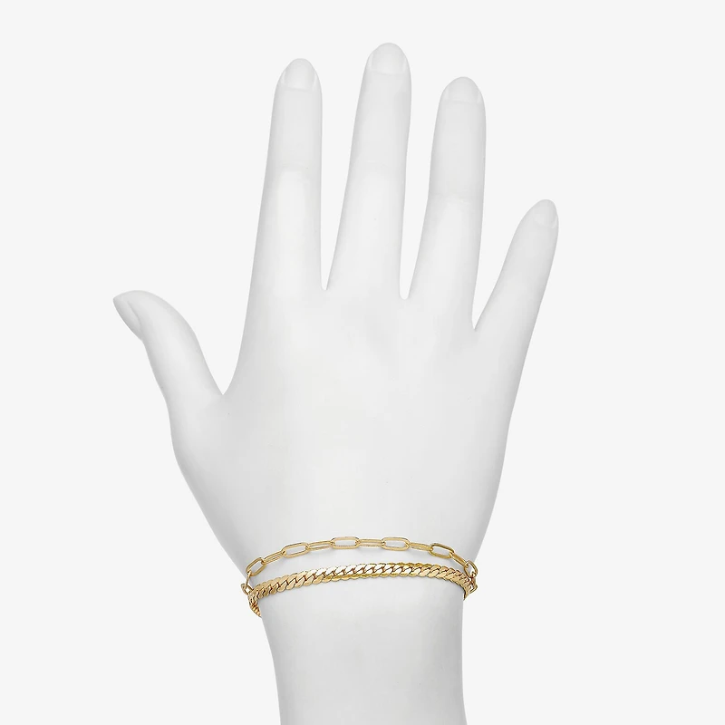 Bijoux Bar Delicates Gold Tone Womens Solid Link Round Chain Bracelet