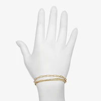 Bijoux Bar Delicates Gold Tone Womens Solid Link Round Chain Bracelet