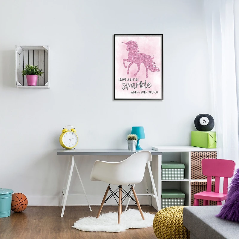 Stupell Industries Leave A Little Sparkle Unicorn Framed Print