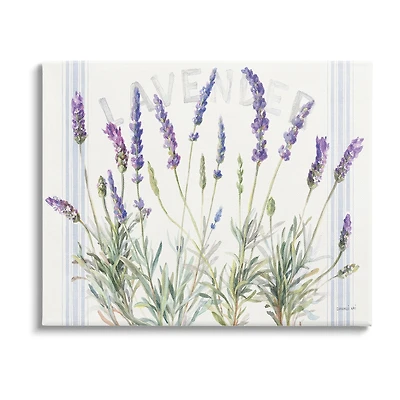 Stupell Industries Lavender Floral Bistro Stripes Canvas Art