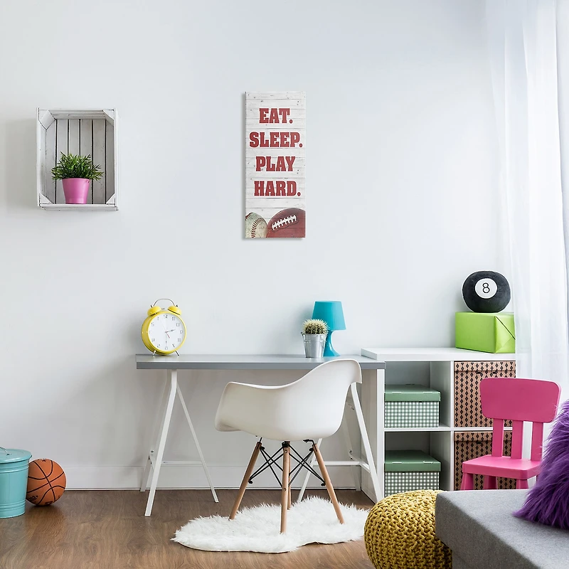 Stupell Industries Eat Sleep Play Sports Canvas Art