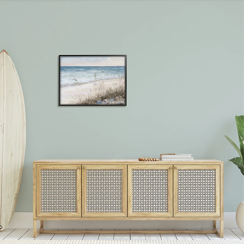 Stupell Industries Traditional Beach Coast Line Framed Print
