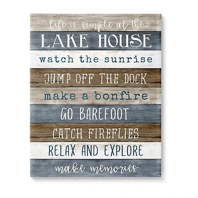 Stupell Industries Life Is Simple Lake House List Canvas Art