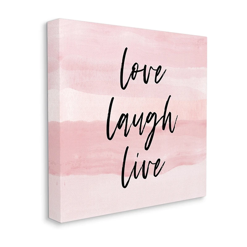 Stupell Industries Pink Love Laugh Live Phrase Canvas Art