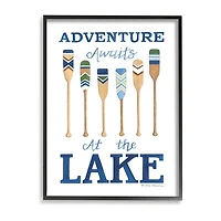 Stupell Industries Adventure Awaits At Lake Oars Phrase Framed Print
