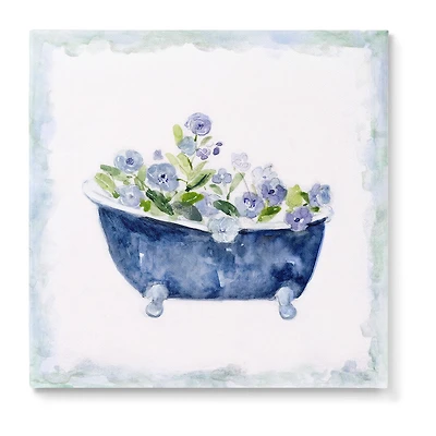 Stupell Industries Charming Blue Bathtub Florals Canvas Art