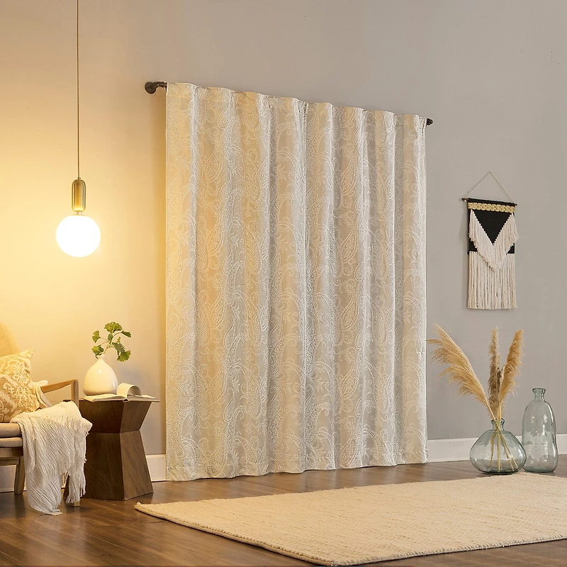 Sun Zero Pedra Back Tab 100% Blackout Single Curtain Panel