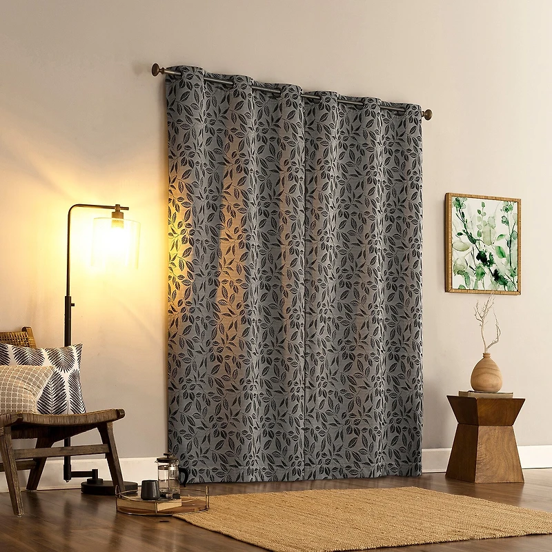 Sun Zero Satti Grommet Top 100% Blackout Single Curtain Panel