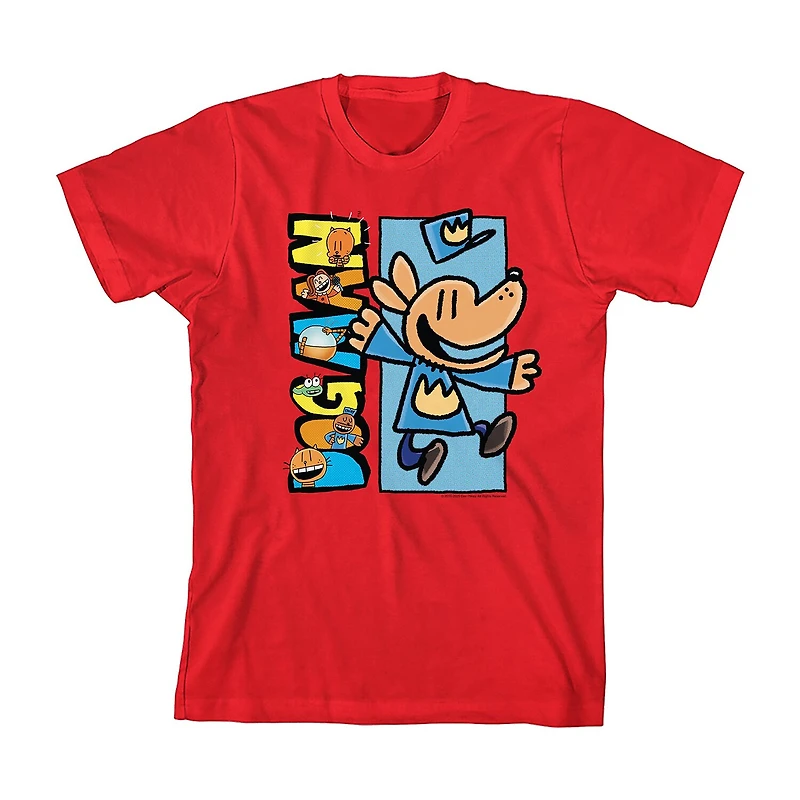 Dog Man Little & Big Kid Boys Crew Neck Short Sleeve Relaxed Fit Graphic T-Shirt
